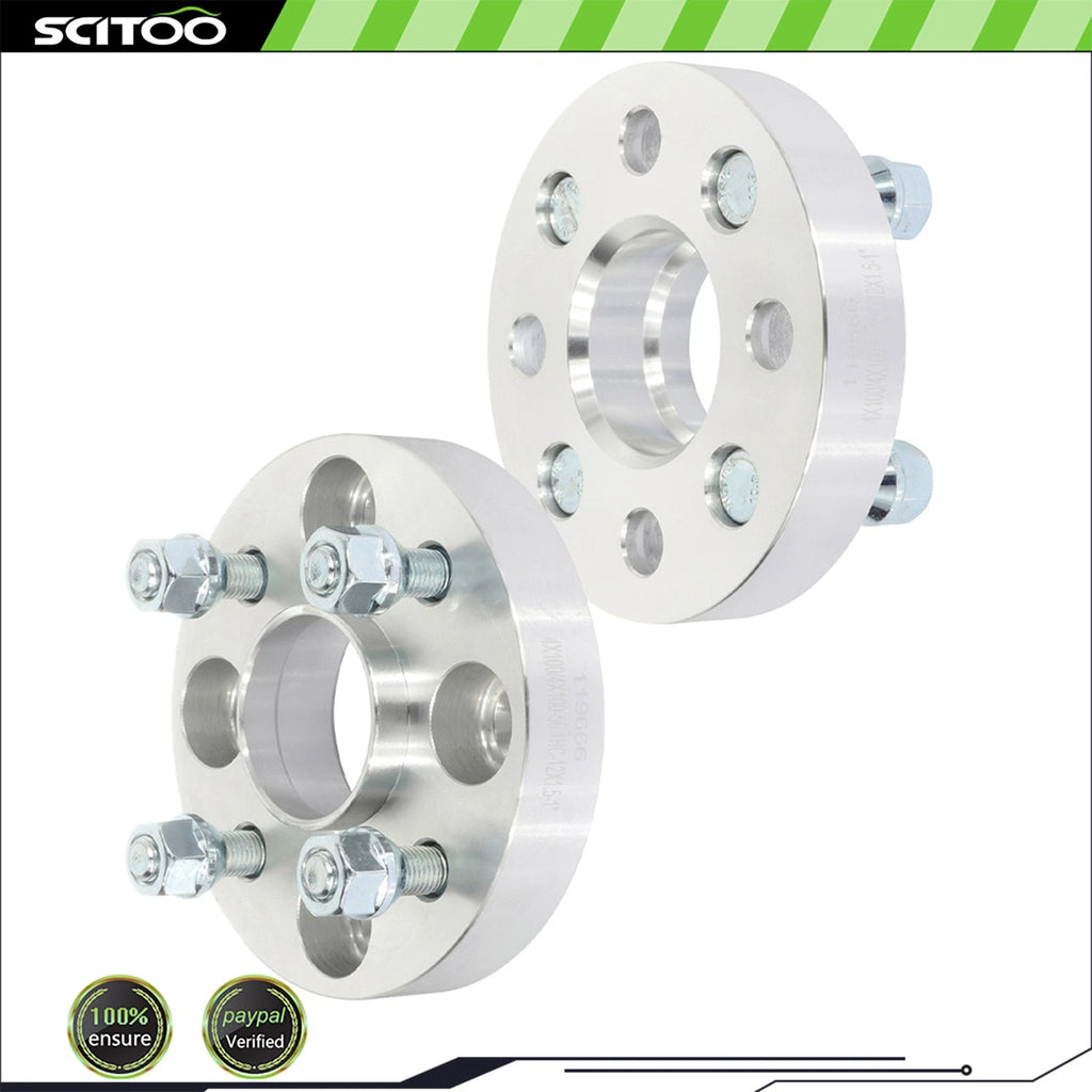 2 Pcs Wheel Spacers 4x100 1" 12x1.5 for Honda Civic, Fit, Mitsubishi Mirage, Lancer