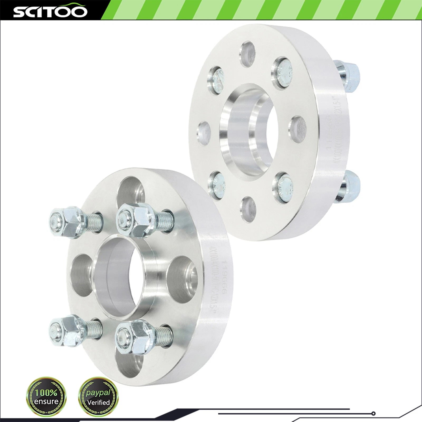 2 Pcs Wheel Spacers 4x100 1" 12x1.5 for Honda Civic, Fit, Mitsubishi Mirage, Lancer