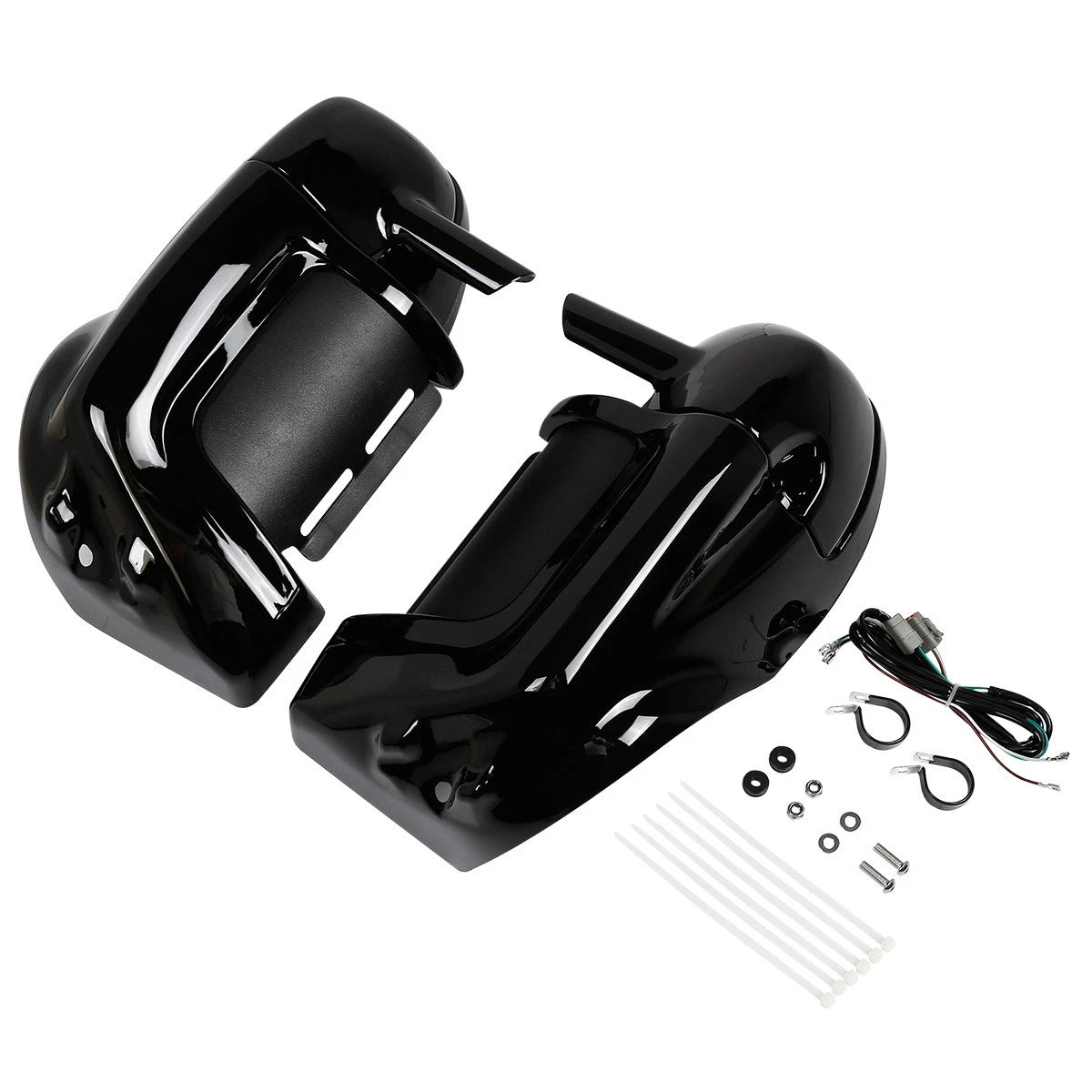 Gloss Black Lower Vented Fairing Speaker Glove Kit for Harley Touring (1983–2013)