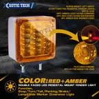 2pc Amber Red 39 LED Double Face Stud Mount Fender Stop Turn Tail Light for 2020-2024