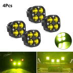 Set of 4 Yellow 3-Inch LED Work Light Cube Pods for Driving Fog Lamp