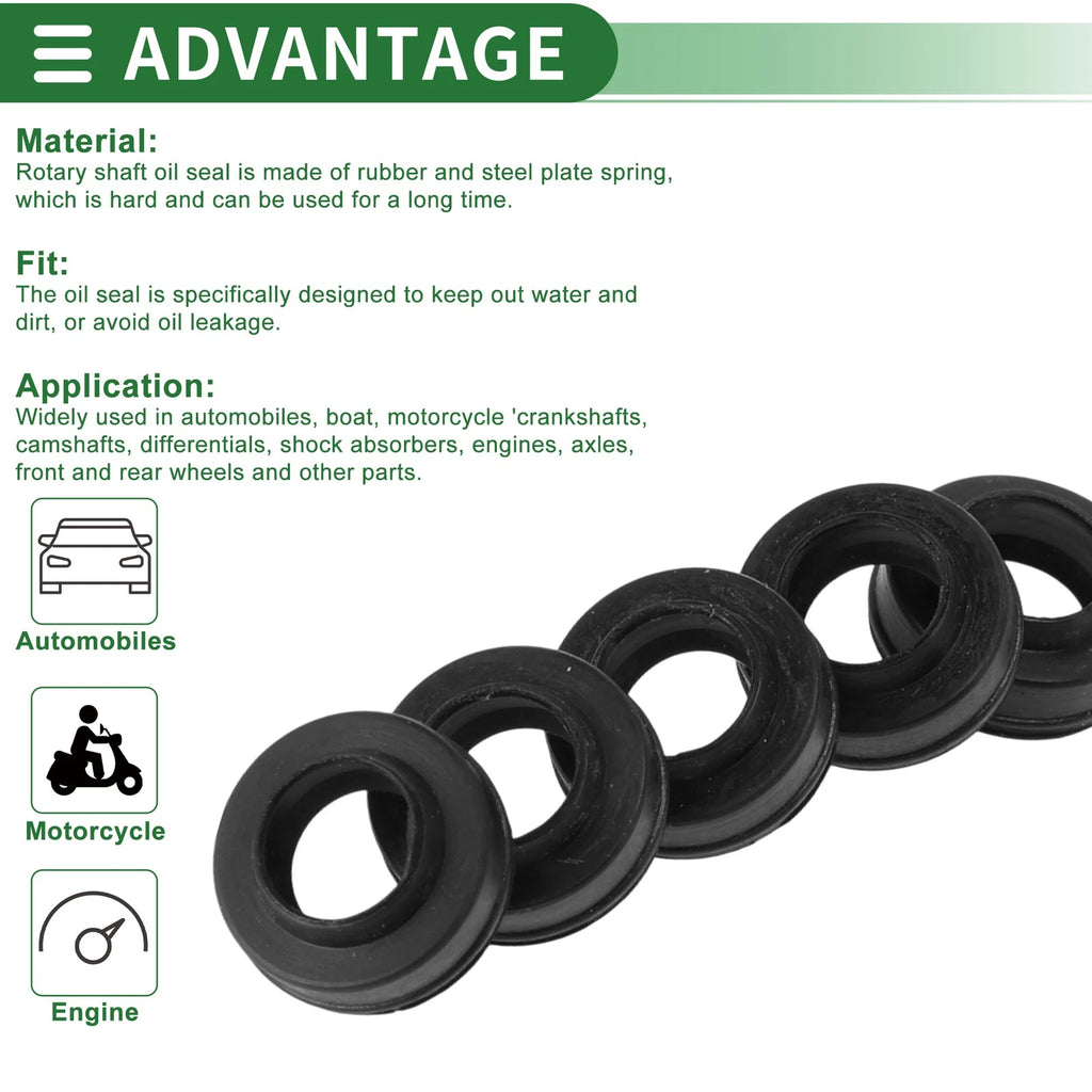 Set of 5 Oil Seal Ring NBR Rubber 6x10x3mm for Universal Applications