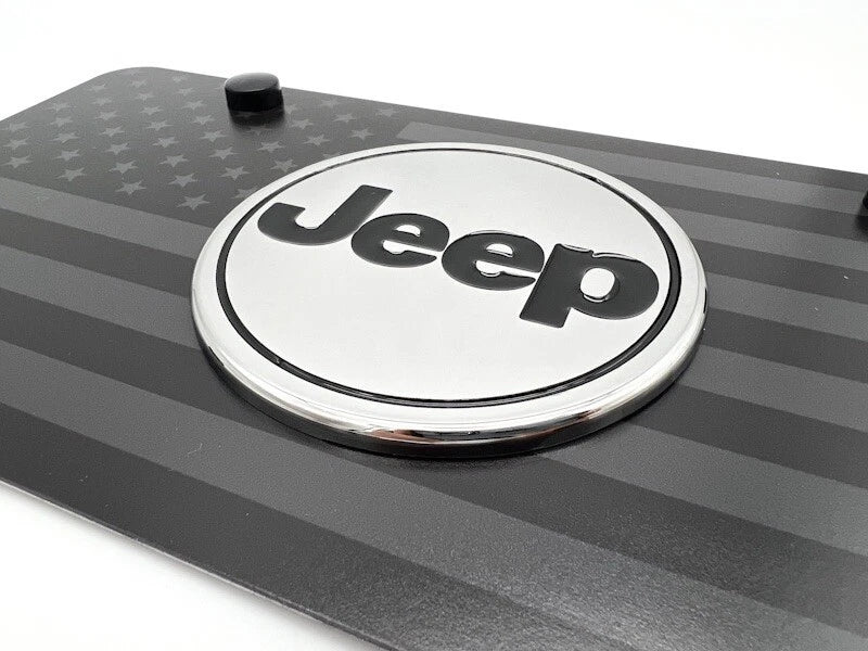 American Flag License Plate Cover with Jeep Script for Jeep Wrangler (2018–2024)