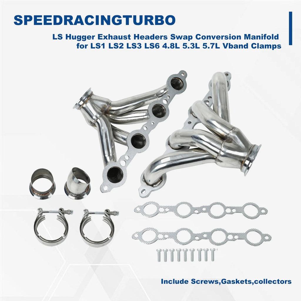 LS Hugger Exhaust Headers for LS1 LS2 LS3 LS6 4.8L 5.3L 5.7L (2000–2023)