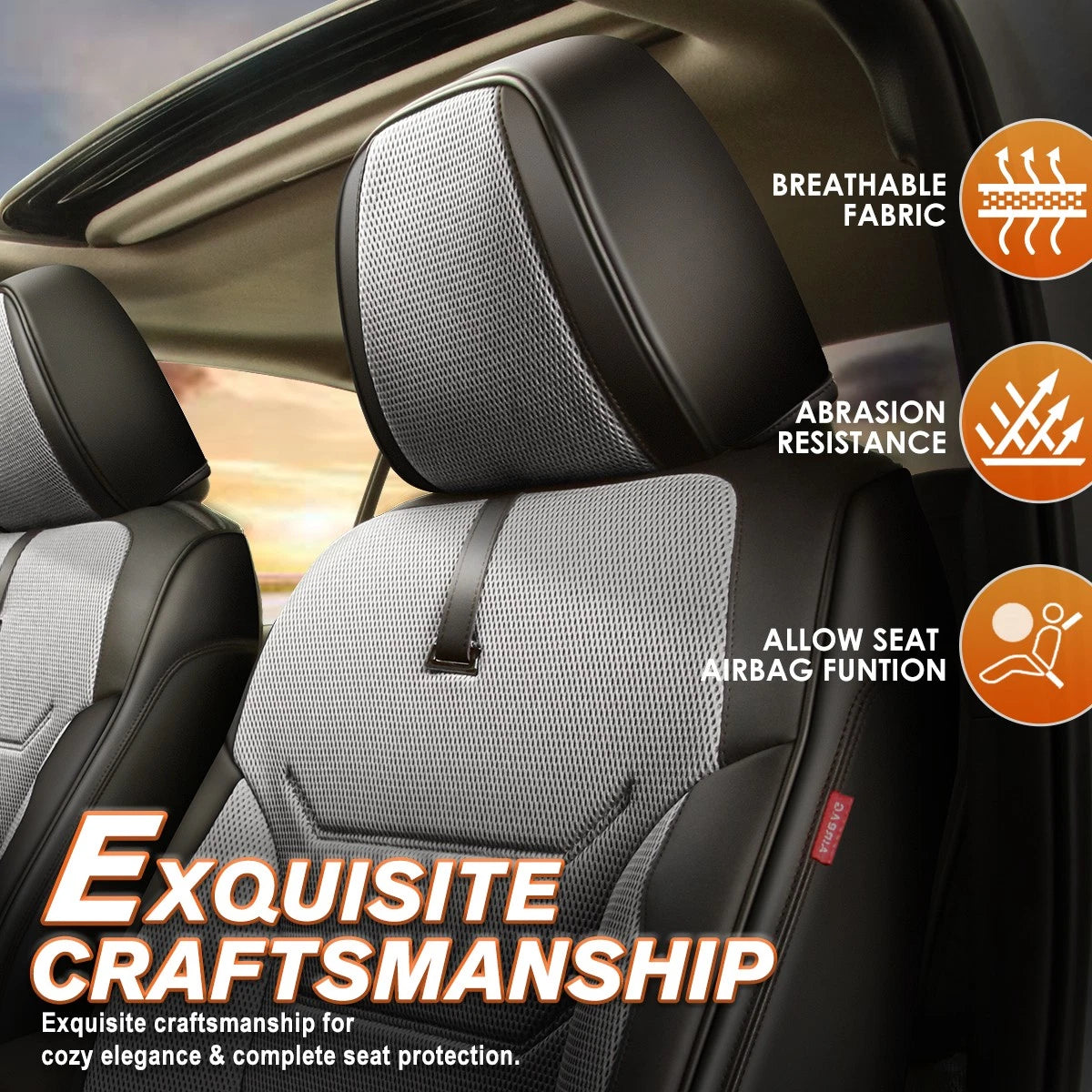 Front Row Bucket Seat Cover for Universal Fit (Sport Series, Grey)
