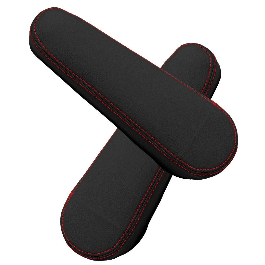 Leather Synthetic Armrest Cover for Honda Element (2005–2011) Black Red Stitch