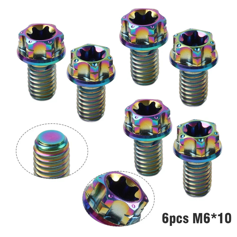 6pcs M6x10mm Titanium Torx Head Flange Screws for Bike Motorcycle