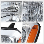 Upper Chrome Housing Headlight & Amber Side Corner Lamp for GMC Sierra/Yukon (1999–2007)