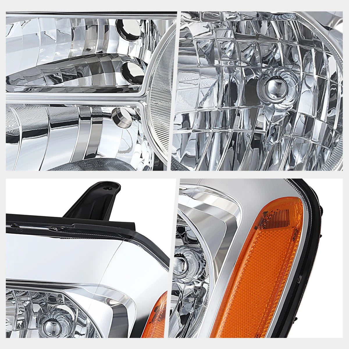 Upper Chrome Housing Headlight & Amber Side Corner Lamp for GMC Sierra/Yukon (1999–2007)