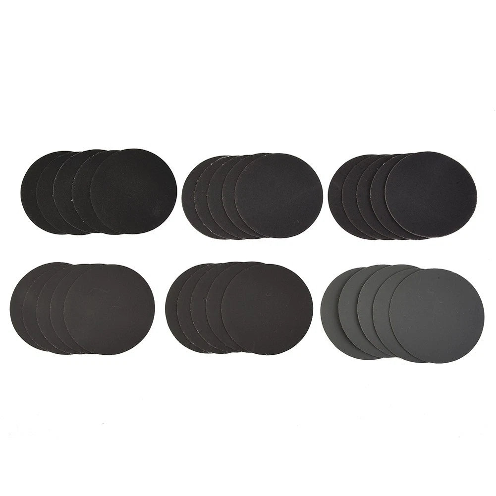 Set of 30 Hook & Loop 3 Inch Sanding Discs for Wet/Dry Use (320-1500 Grit)