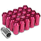 20x Open End M12x1.5 50mm Tall Pink Aluminum Lug Nuts + Lock Key