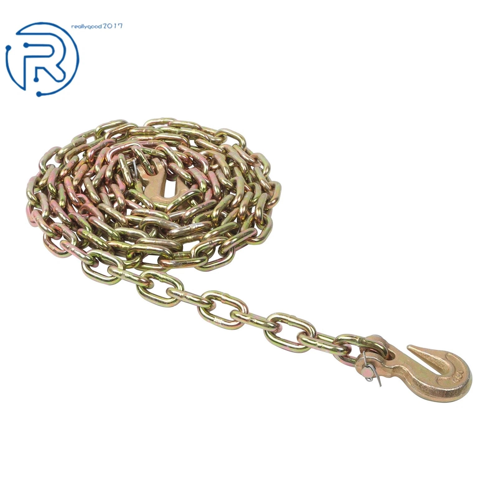 Set of 2 Heavy Duty Transport Binder Chains with Clevis Hook 12ft 4900lbs