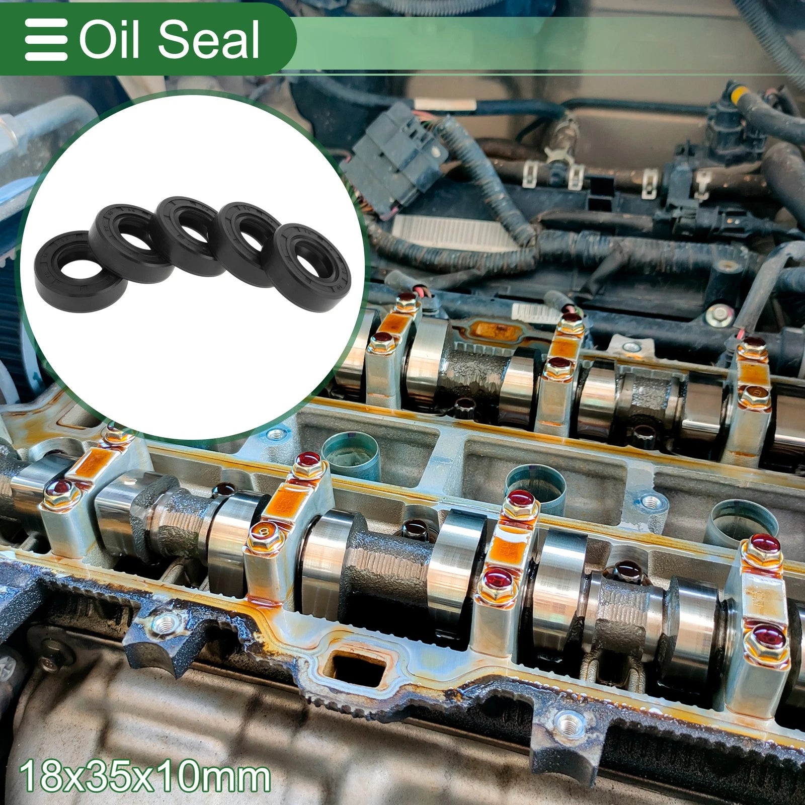 Set of 5 Oil Seal Ring 18x35x10mm NBR Rubber for Various Models 