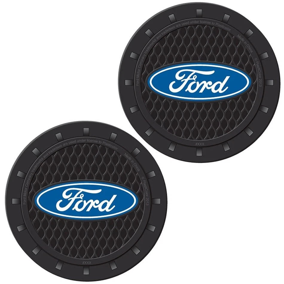 Set of 2 Ford Oval Tough Logo Auto Cup Holder Inserts Coasters