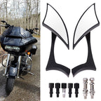 Set of 2 Black 8mm 10mm CNC Blade Rearview Side Mirrors for Motorcycle