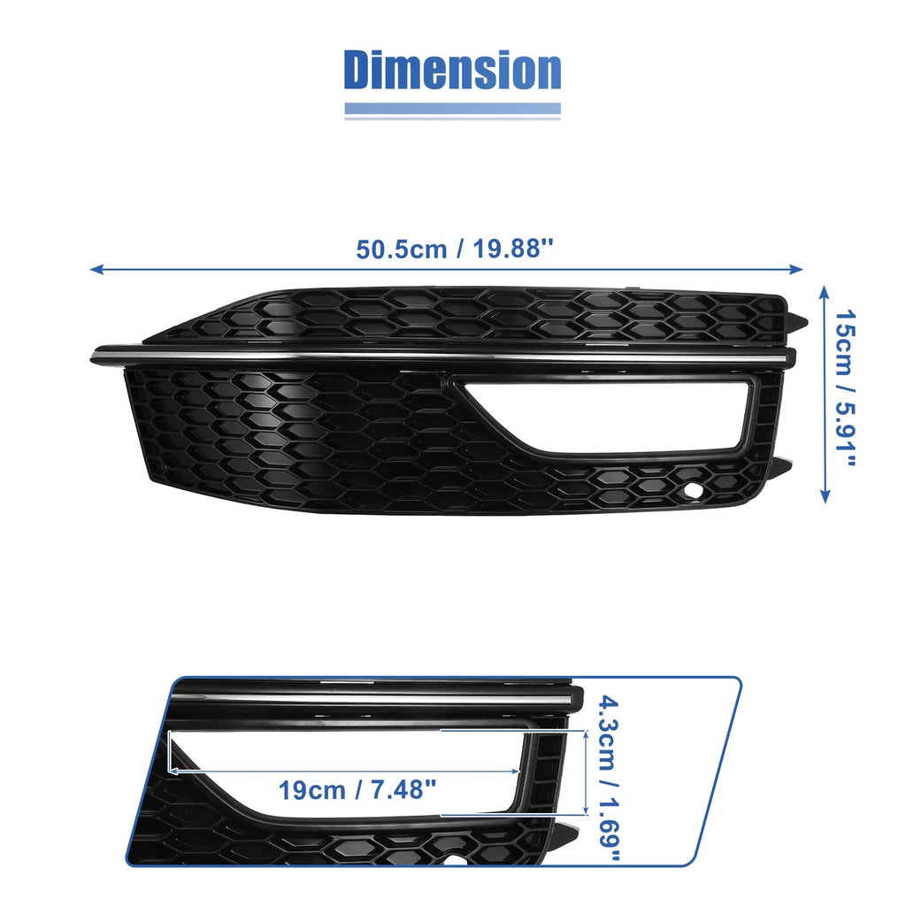 Pair Front Bumper Fog Light Grille Cover for Audi A4 S4 S-line (2013–2015)
