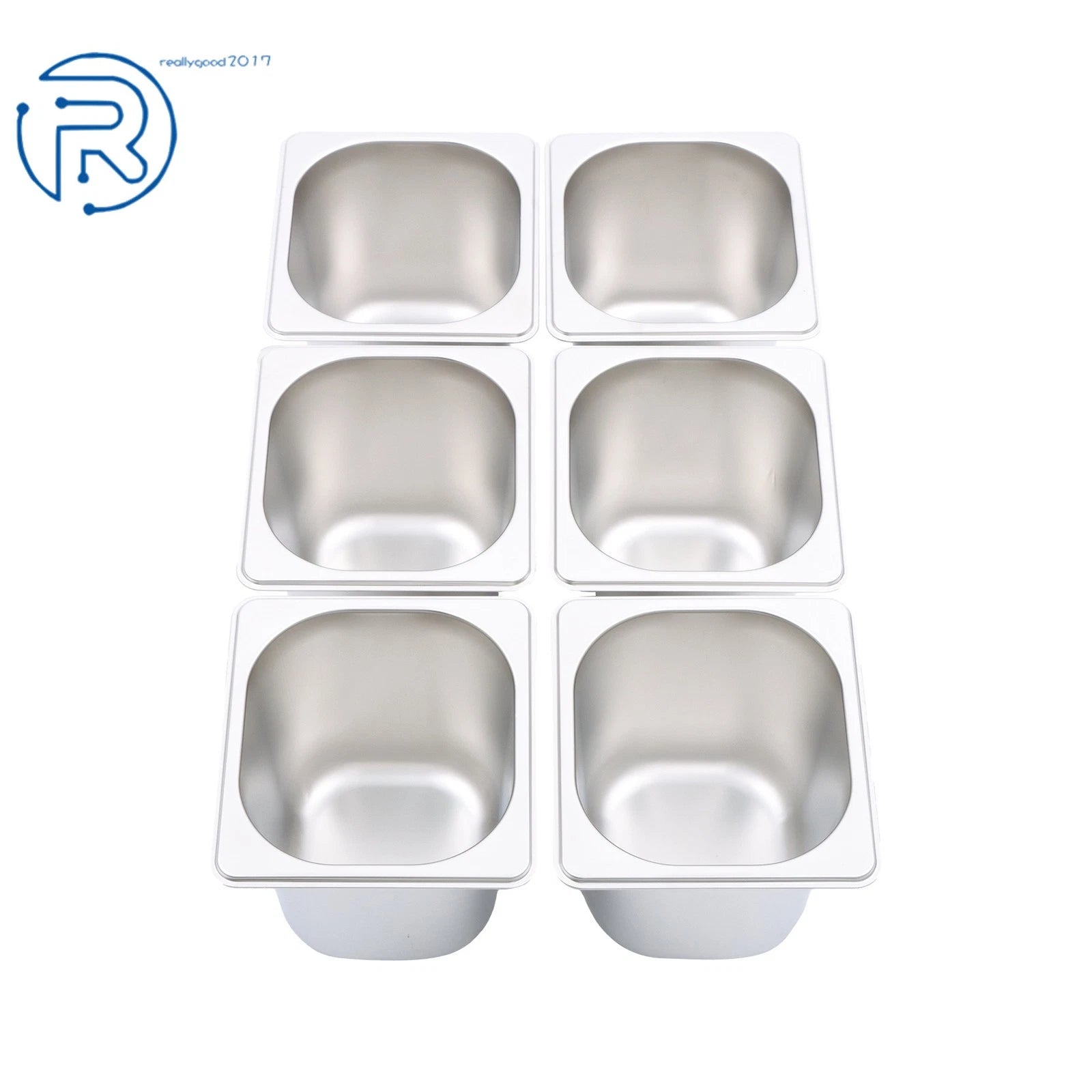 Set of 6 Stainless Steel Hotel Pans 1/6 Size 6" Deep Dishwasher Safe