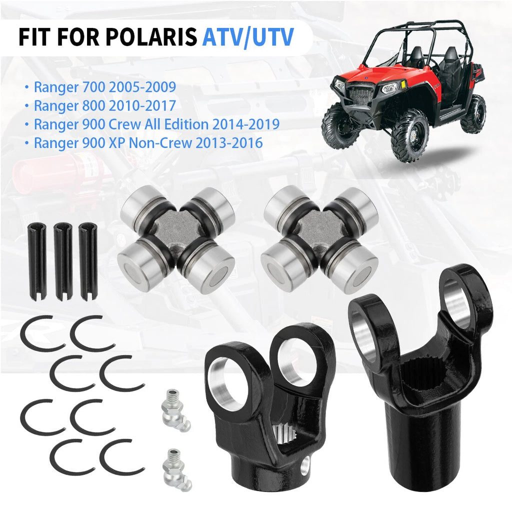 Set of 2 Front Prop Shaft Yoke & U-Joint for Polaris Ranger 700 800 900 Crew XP