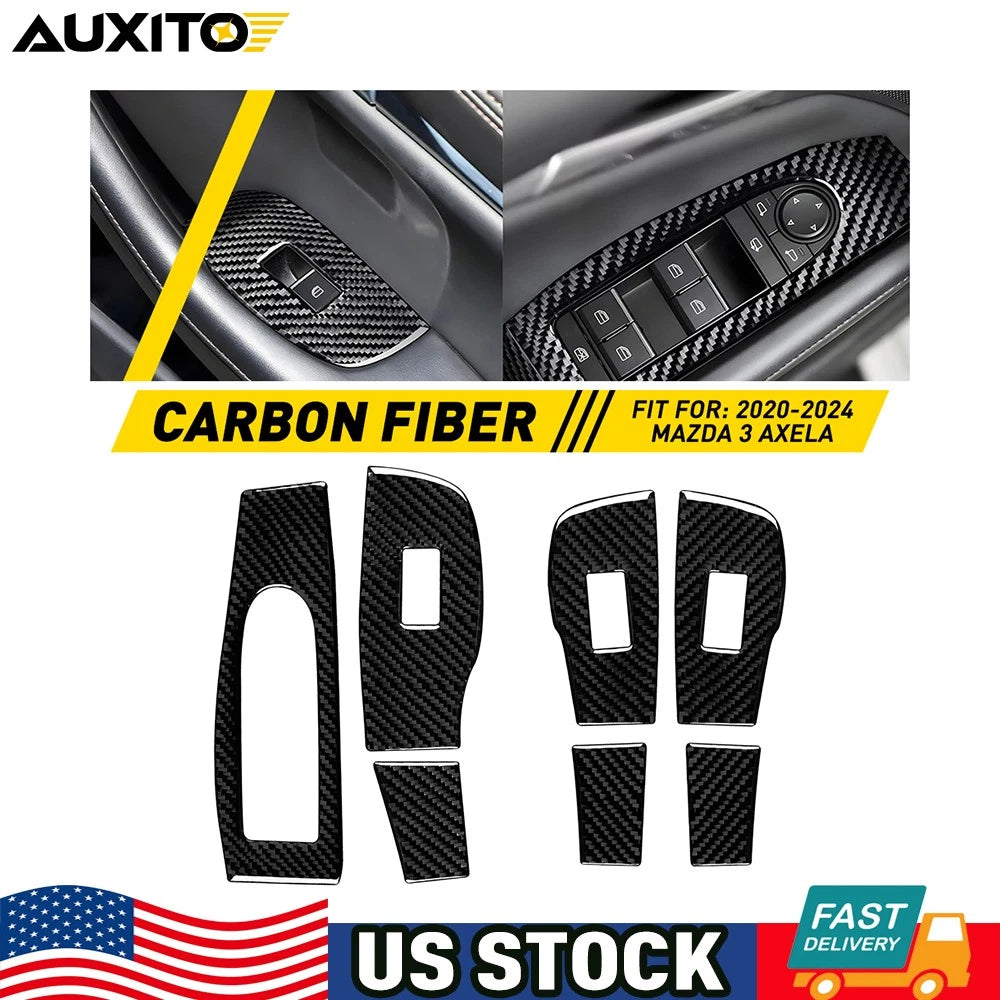 Carbon Fiber Window Lift Switch Panel Sticker for Mazda 3 Axela (2020)