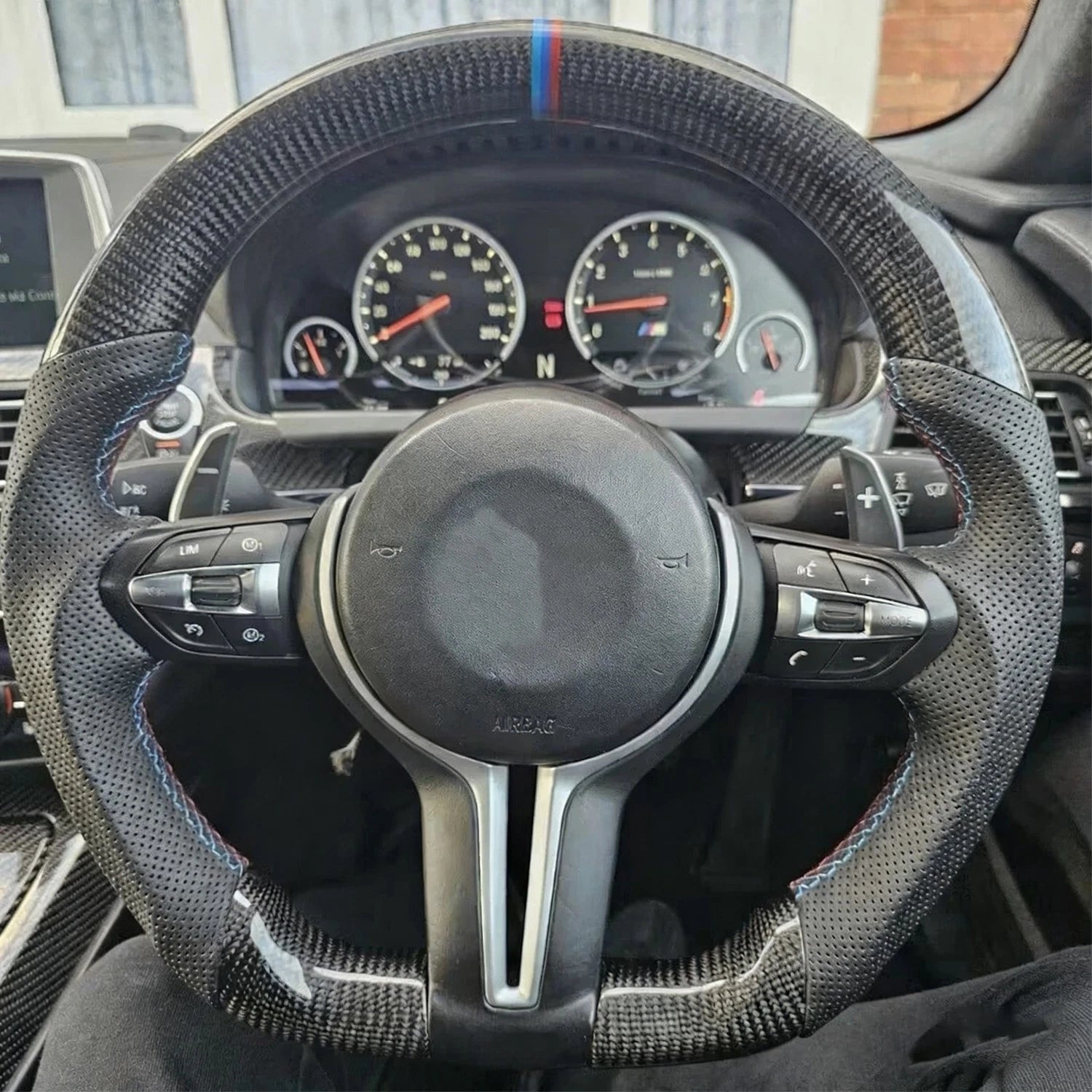 Real Carbon Fiber Steering Wheel for BMW M2 M3 M4 F80 F15 F30 (2014–2020)