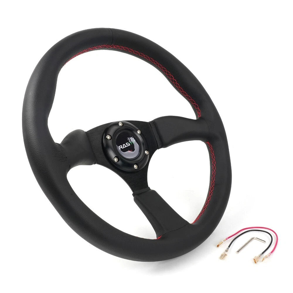 14" Leather Steering Wheel with Hub Adapter for Ford Mustang (1984–2004)