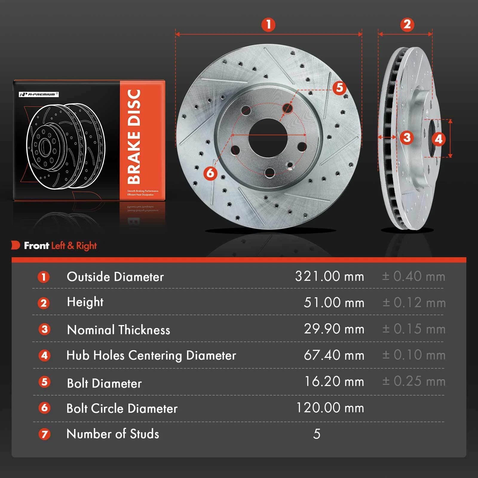 Set of 4 Drilled Brake Rotors for Chevy Camaro (2010–2015)