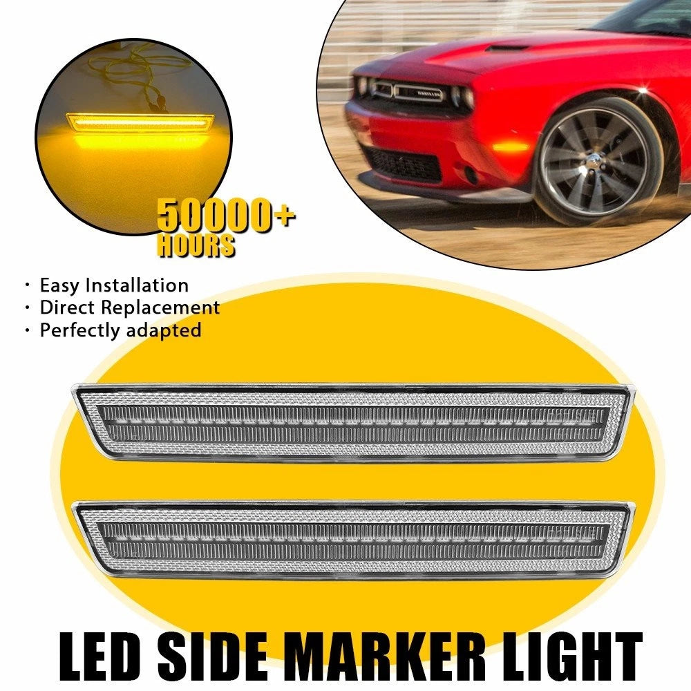Amber Dynamic Front LED Side Marker Light Kit for Dodge Challenger (2015–2023)