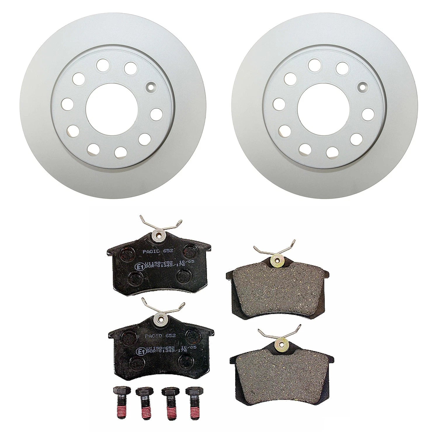 Hella Rear Rotors & Low-Met Disc Brake Pad Kit for A3, Beetle, Golf, Jetta