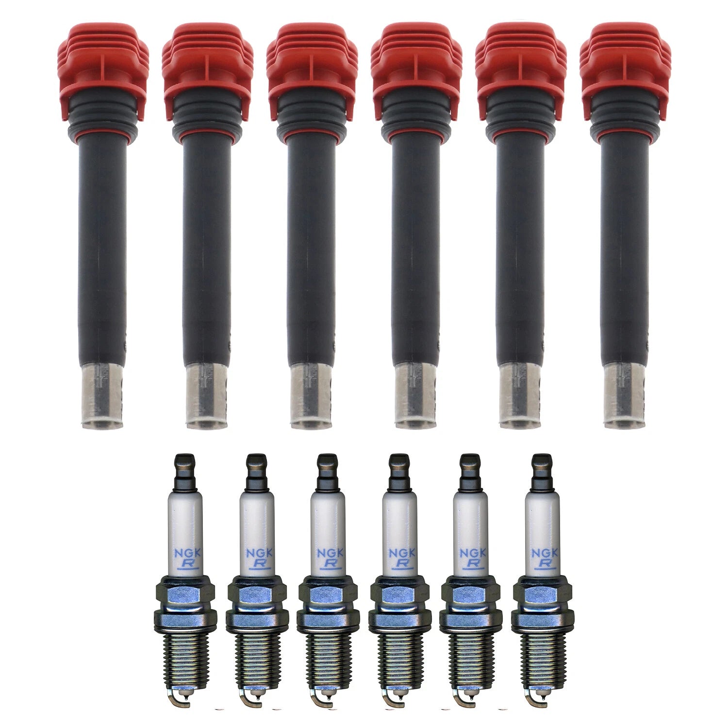 Set of 6 Ignition Coils & NGK Laser Platinum Spark Plugs for Audi A6 Q5 (2005–2020)