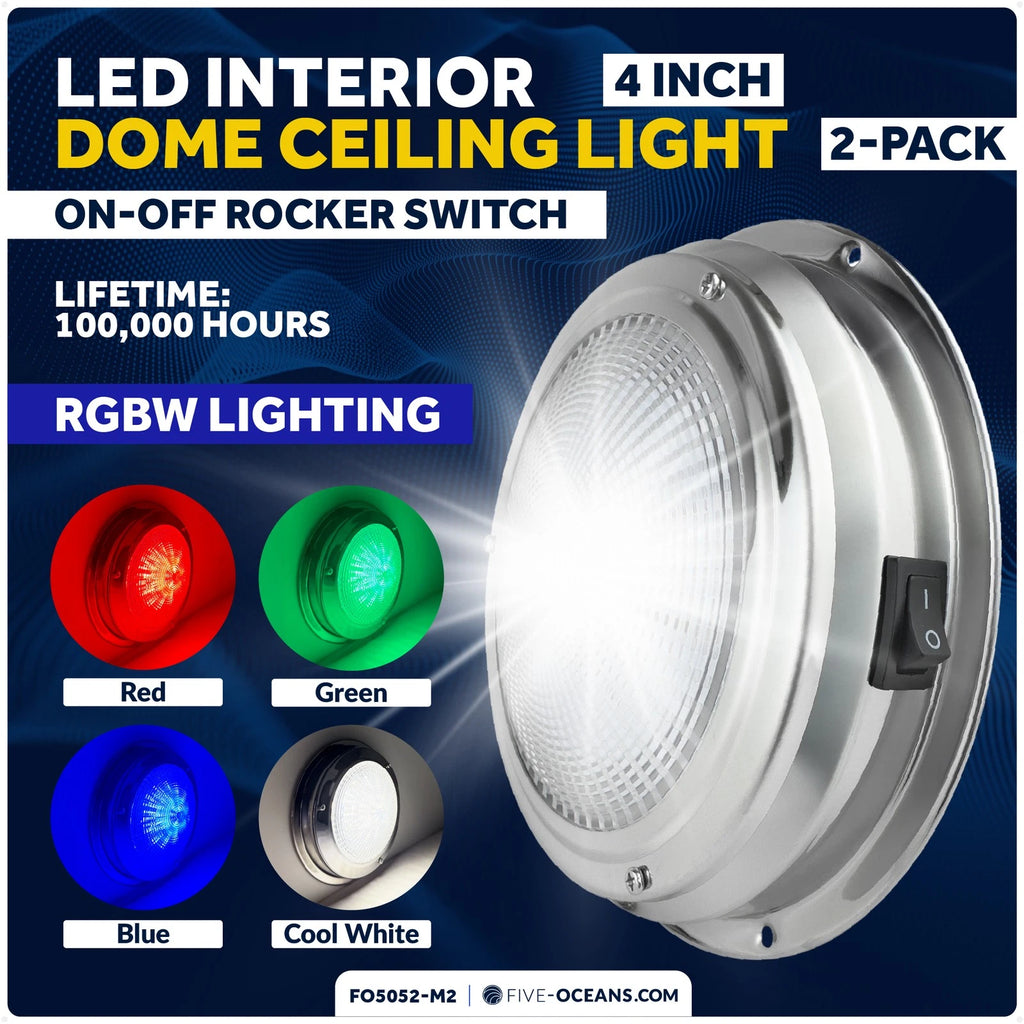 2X 4" RGBW LED Dome Ceiling Light for FO5052-M2 (12V, Stainless Steel)