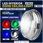 2X 4" RGBW LED Dome Ceiling Light for FO5052-M2 (12V, Stainless Steel)