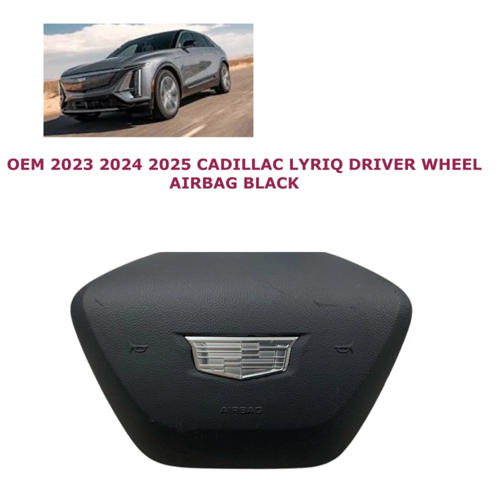 Driver Wheel Airbag for Cadillac Lyriq (2023–2025) W/2 Plugs Black 86808935