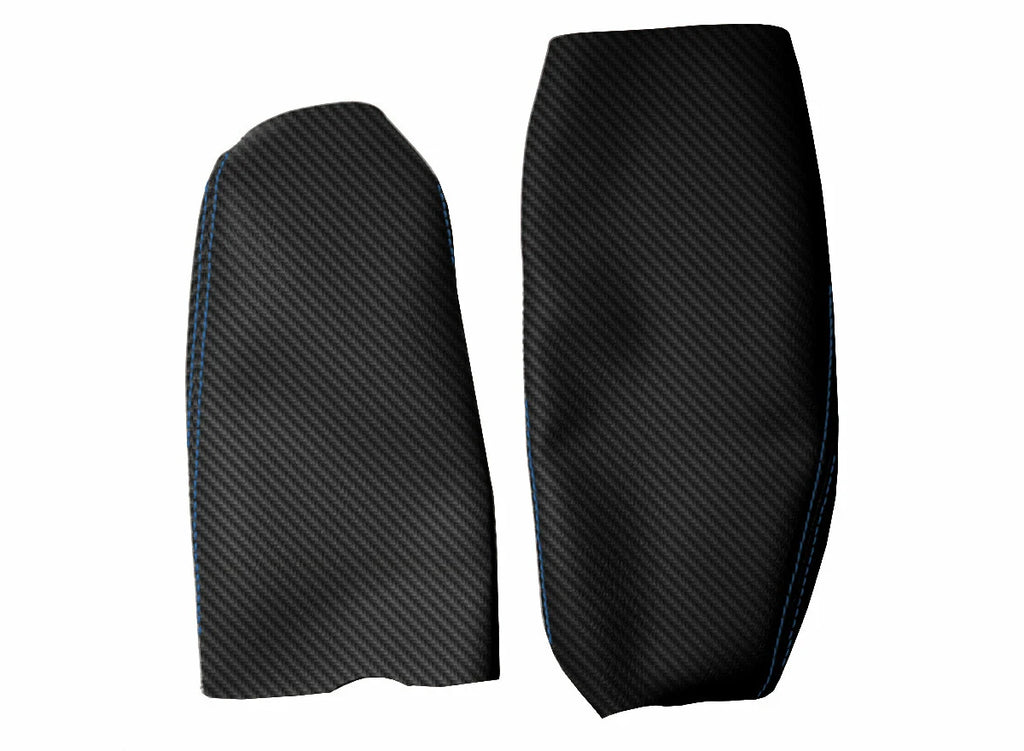 Carbon Fiber Console Lid Armrest Cover for BMW E63 E64 (2003–2010) Blue Stitch
