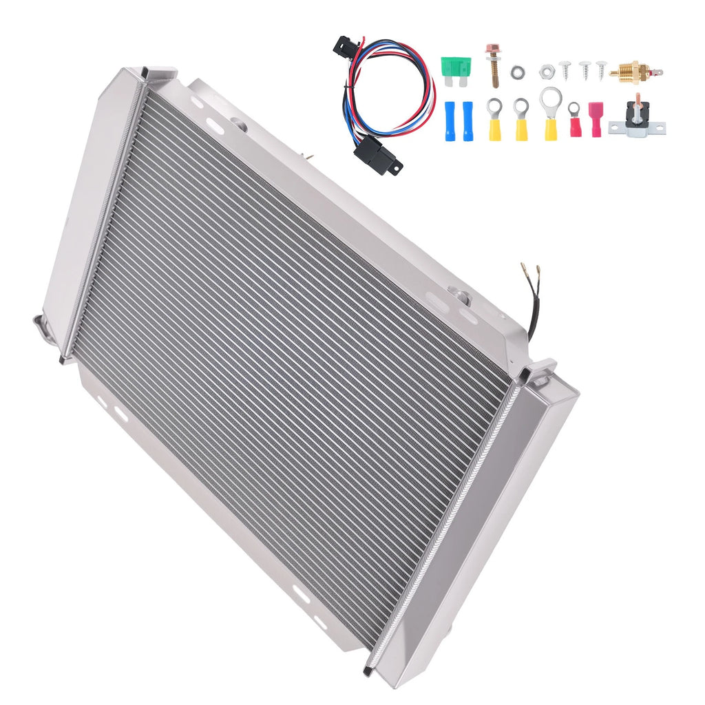 3 Row Aluminum Radiator with Fans Shroud Relay Kit for Mercury Capri (1980–1986)
