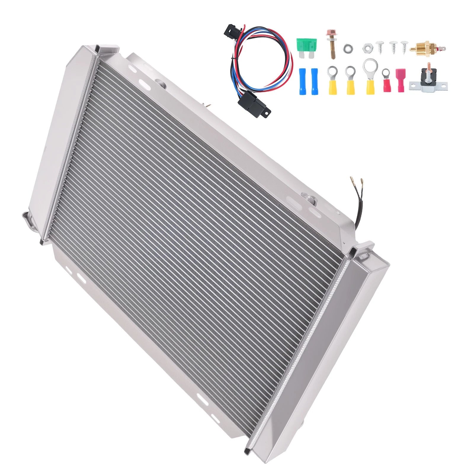 3 Row Aluminum Radiator with Fans Shroud Relay Kit for Mercury Capri (1980–1986)