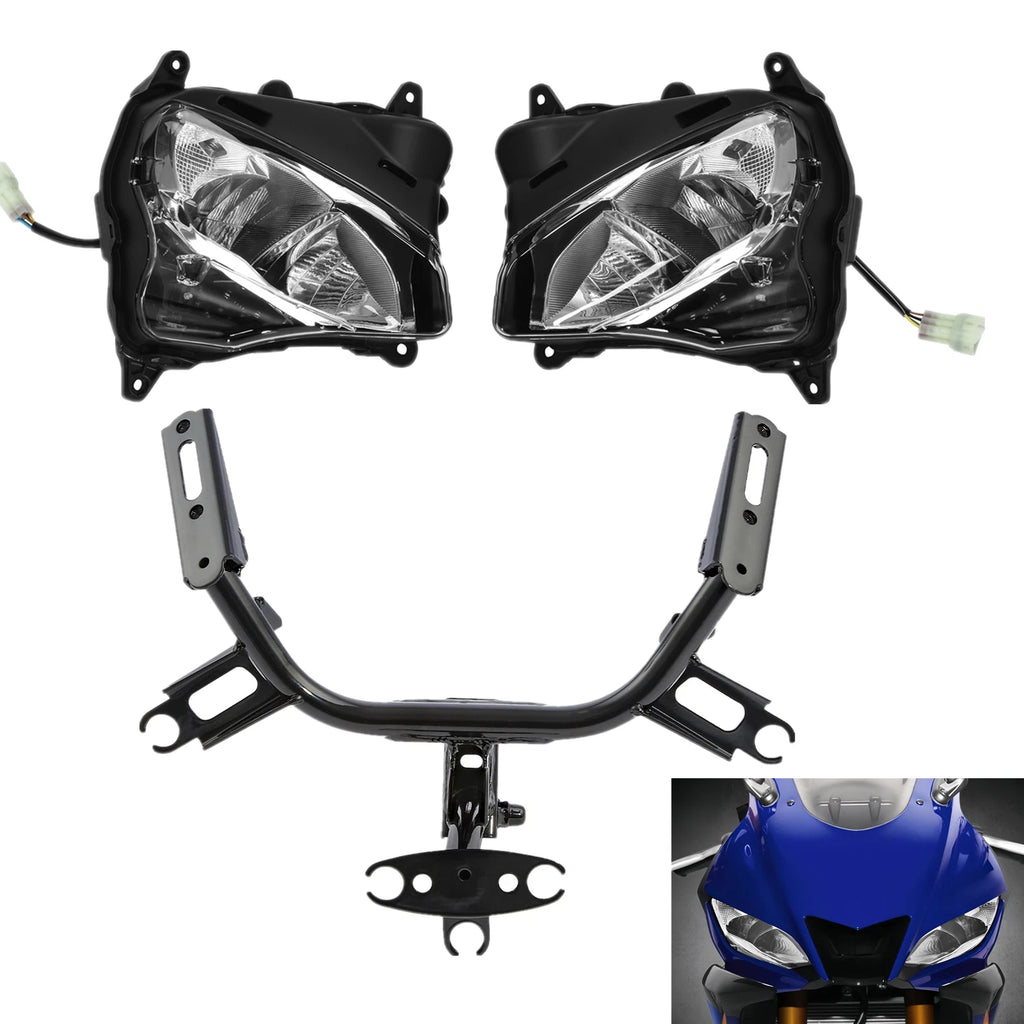 LED Headlight Lamp & Upper Fairing Stay Bracket for Yamaha YZF R3 R25 (2019–2024)