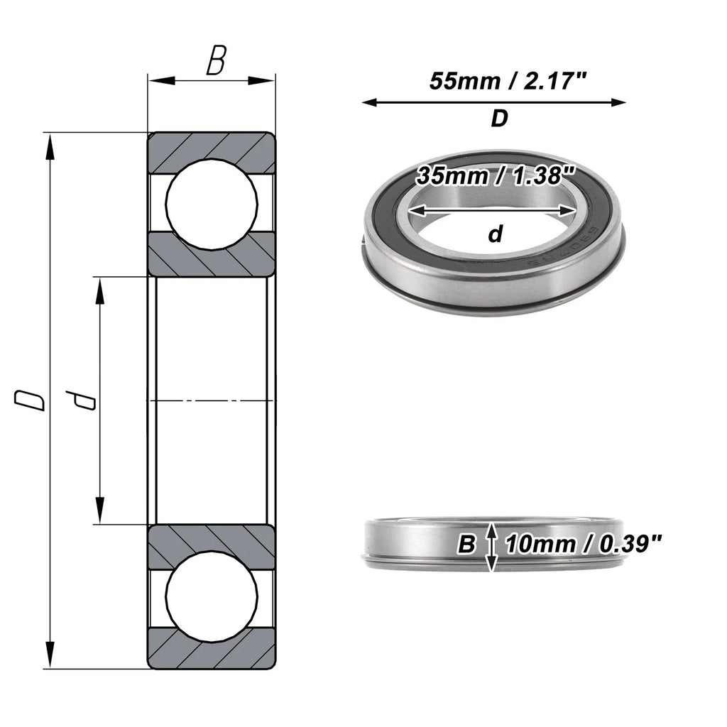 Deep Groove Ball Bearing 35x55x10mm for Scooter Skateboard (1 Pc)