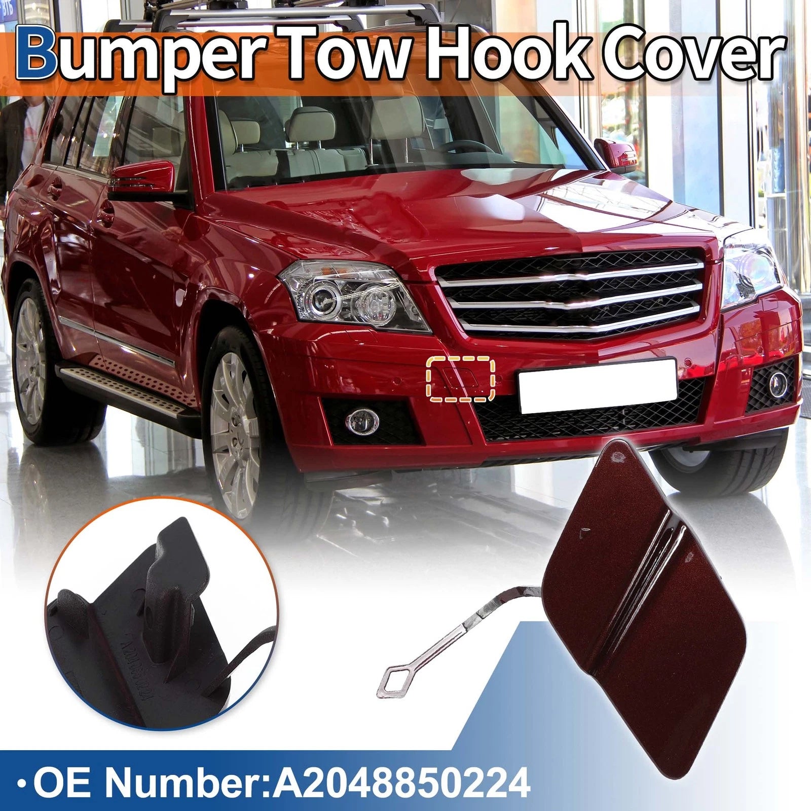Tow Hook Cover for Mercedes-Benz GLK350 (2010–2015) No.A2048850224 Red