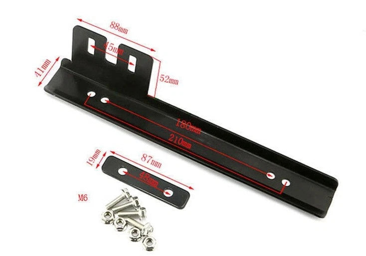 Universal Black Front Bumper License Plate Mount Bracket Relocator
