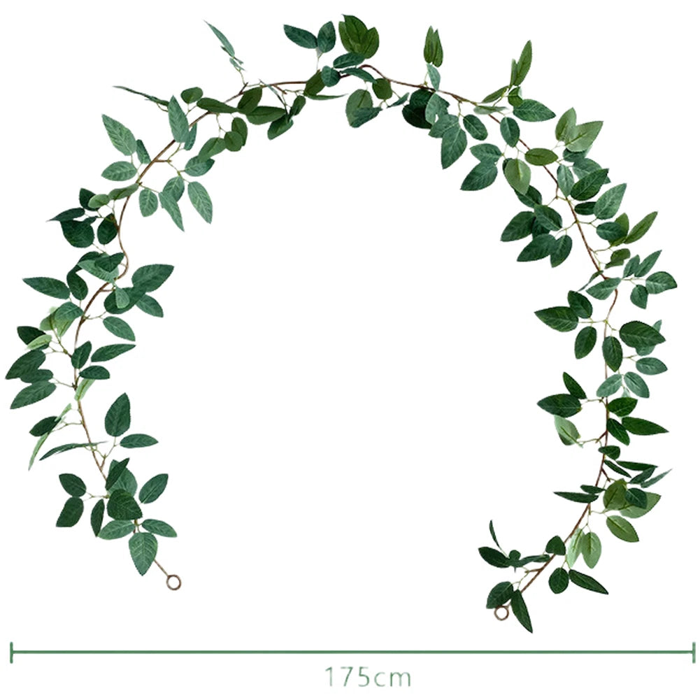 Set of 2 Artificial Rose Leaf Vines for Wedding Home Decor 175cm
