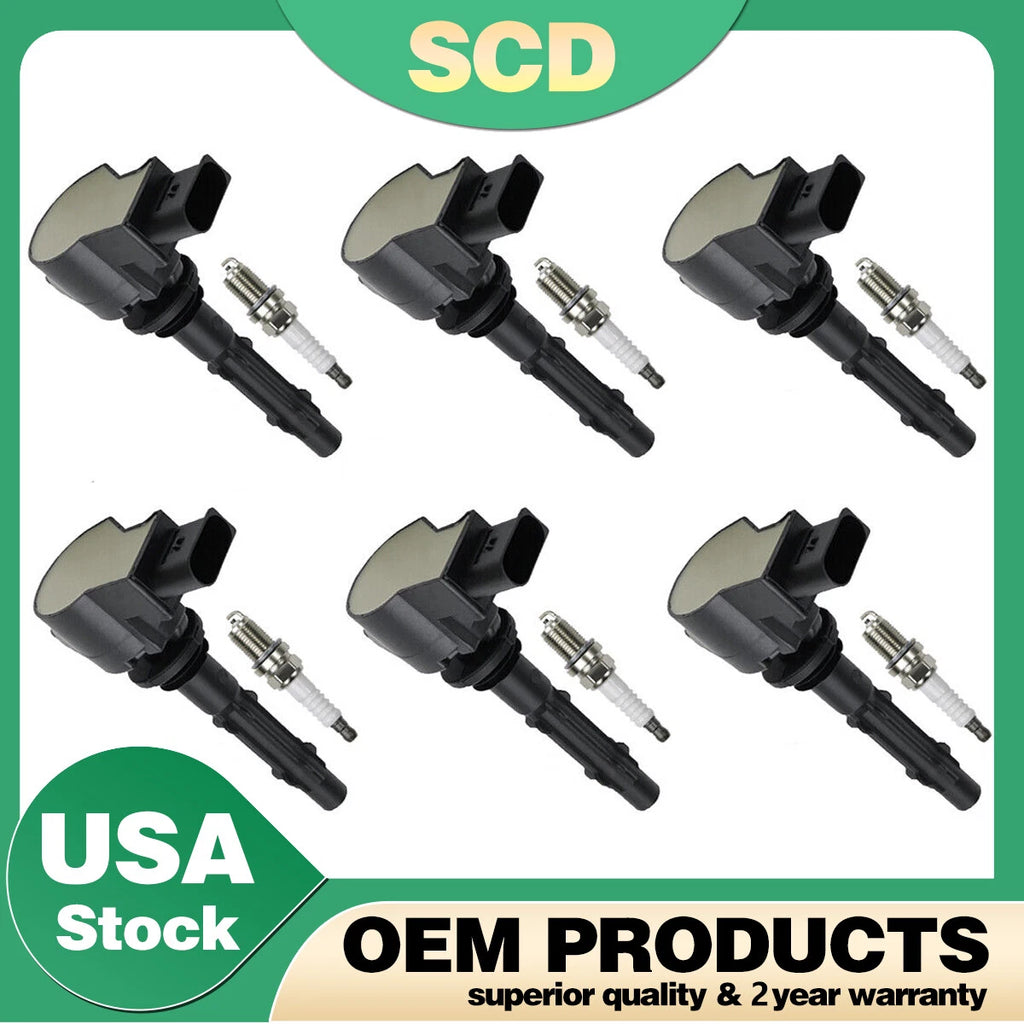 Set of 6 Ignition Coils & 6 Spark Plugs UF535 for Dodge Mercedes-Benz C300 E350 G550 ML350 (2008–2015)