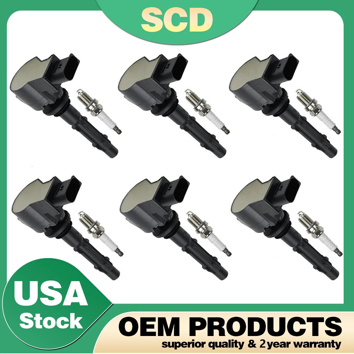Set of 6 Ignition Coils & 6 Spark Plugs UF535 for Dodge Mercedes-Benz C300 E350 G550 ML350 (2008–2015)