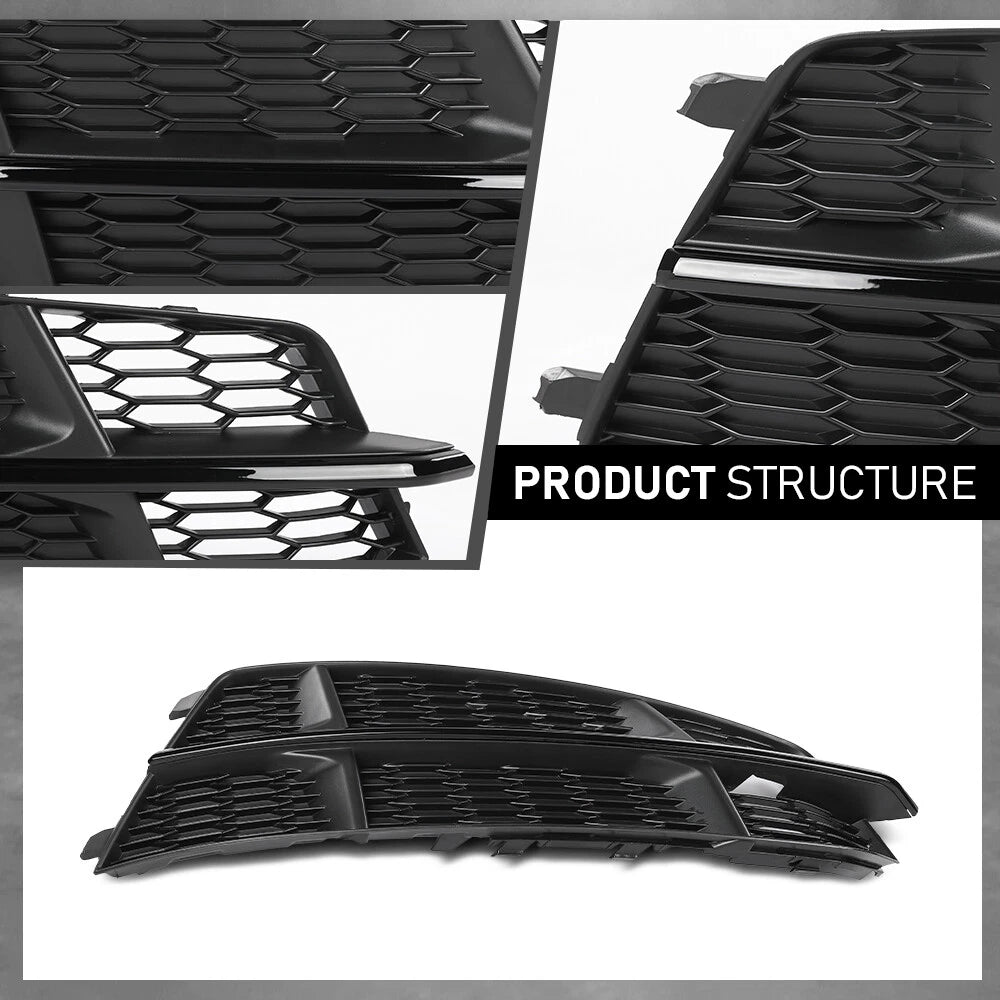 Front Fog Light Cover for Audi S6 A6 S-Line (2016–2018) Honeycomb Black