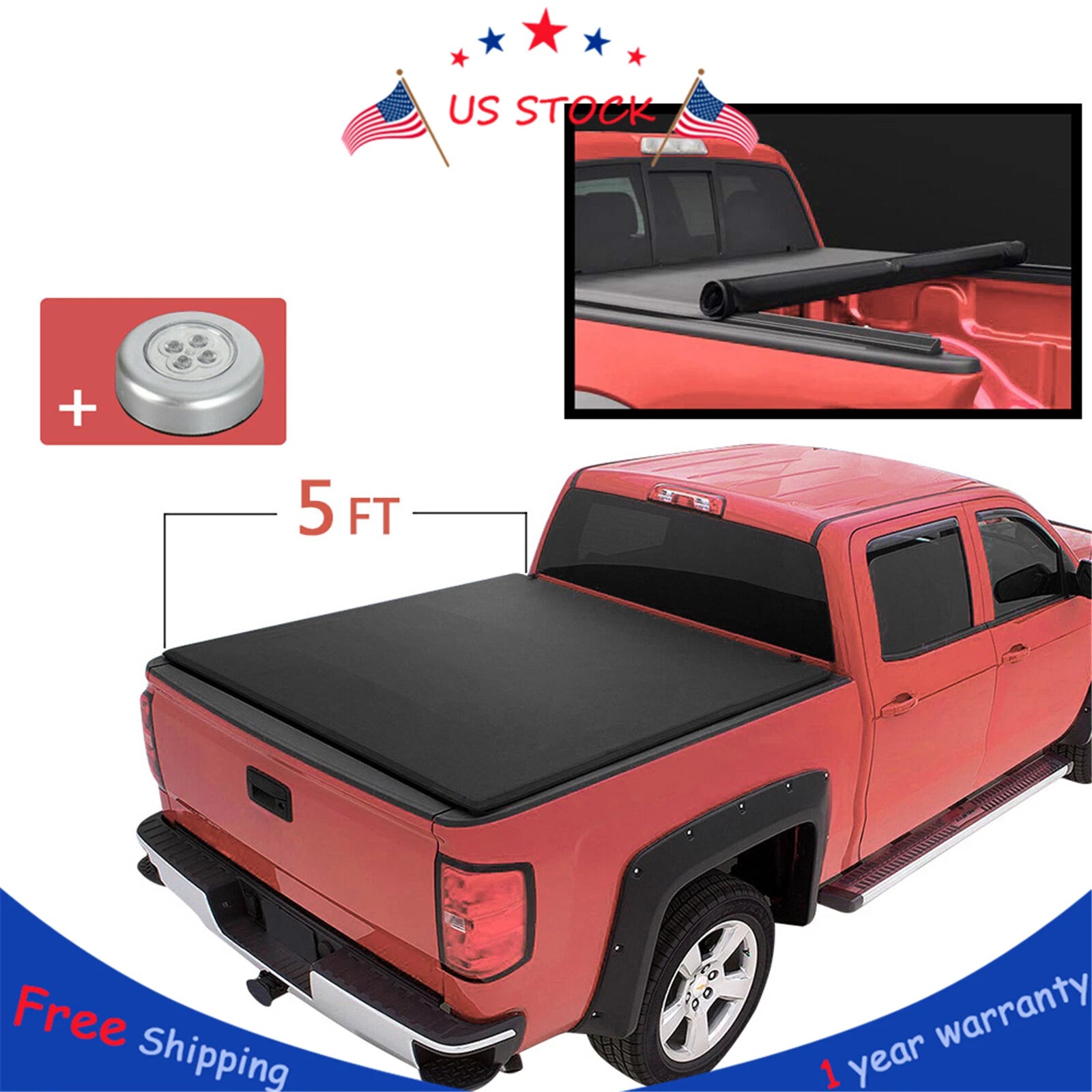 Soft Roll-Up Tonneau Cover for Jeep Gladiator (2020–2023) 5 Ft 60"