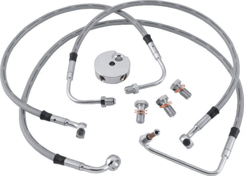 2X Stainless Steel Dot Brake Line Kit for Harley FLHR (1994–2007)