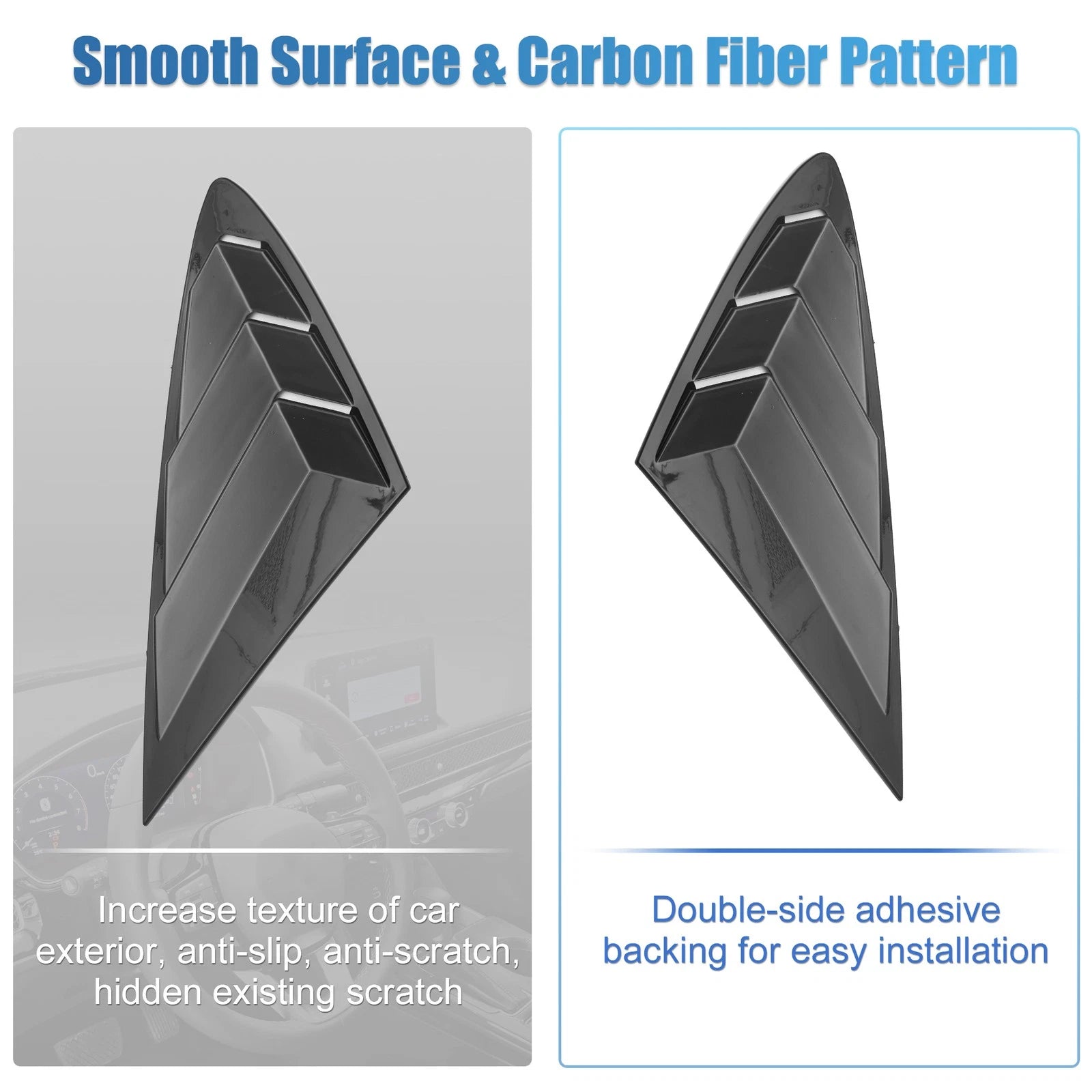 Pair of Rear Window Louver Shades for Hyundai Sonata DN8 (2020–2022) Gloss Black