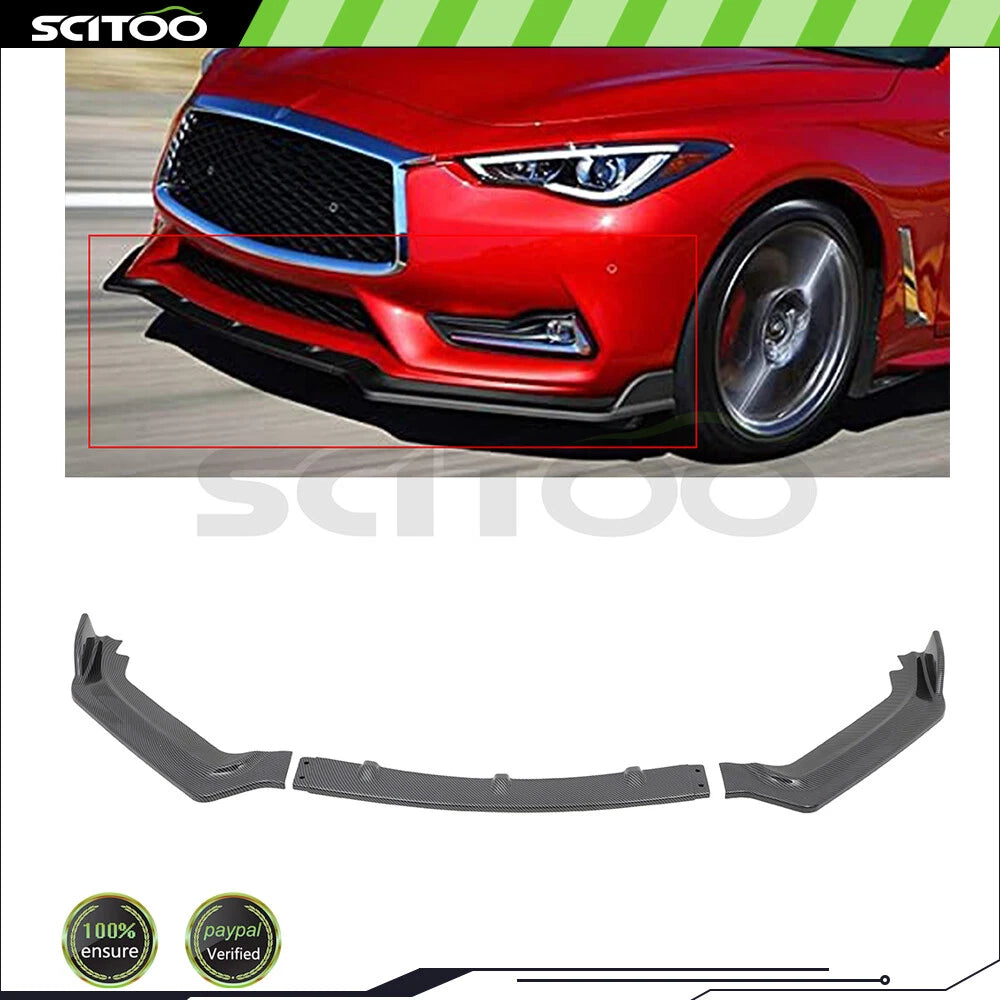 Carbon Fiber Print Front Bumper Lip Spoiler for Infiniti Q60 (2017–2023)