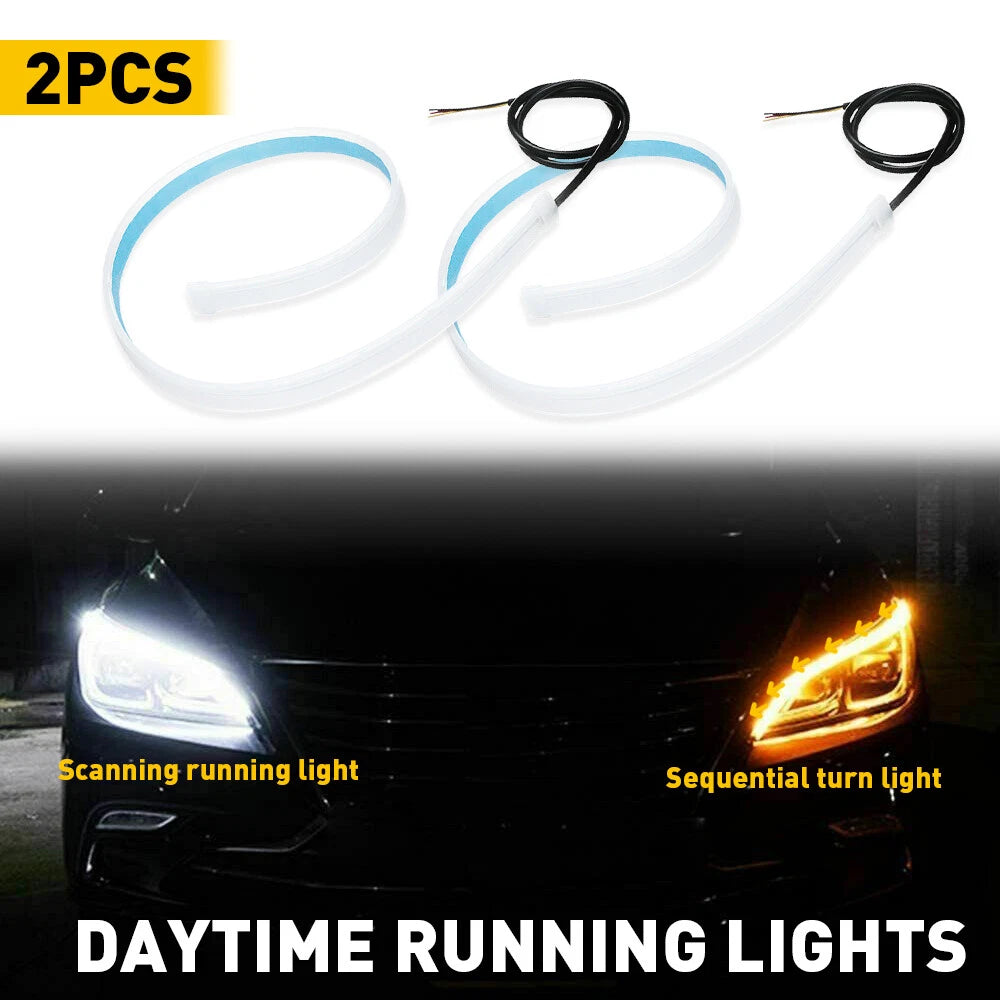 60cm LED Switchback DRL Tube Light Strip for Universal Vehicles (YYYY–YYYY)