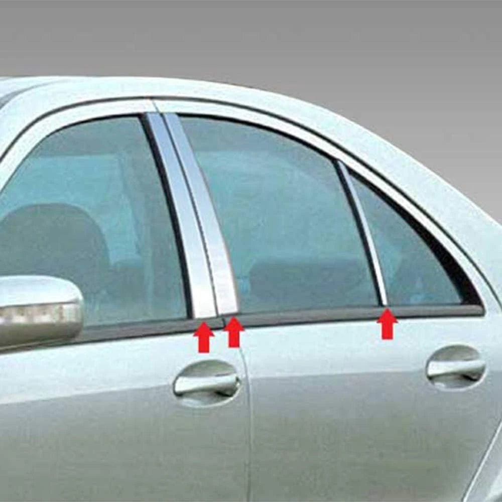 Luxury FX Chrome Pillar Post Trim 6pc for Mercedes C Class (2001–2007)