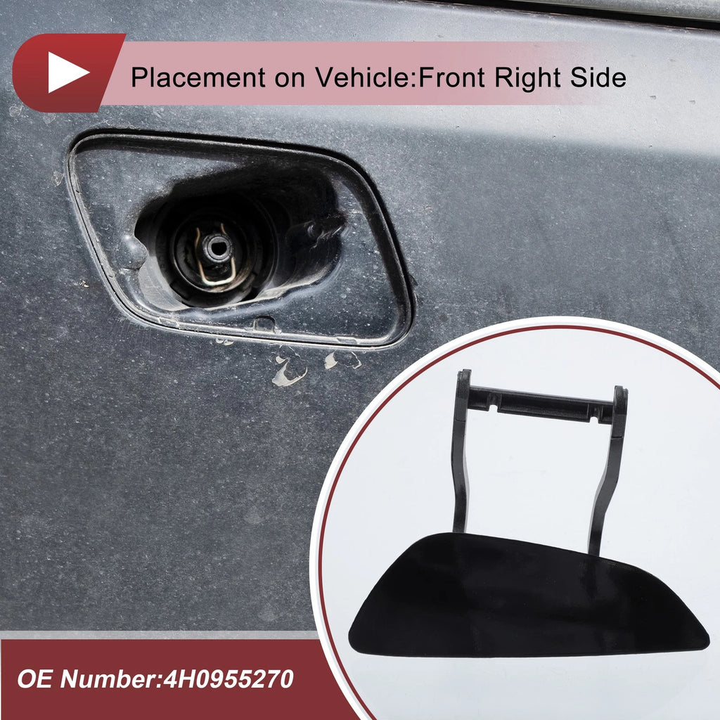 Front Right Washer Nozzle Cover Cap for Audi A8 (2009–2014) 4H0955450A Black